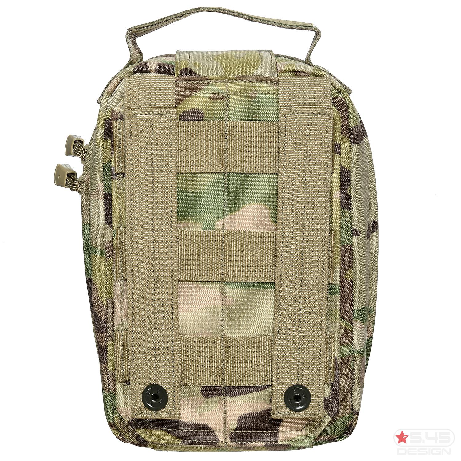 The pouch consists of two elements: a medical bag itself and a panel with MOLLE straps.